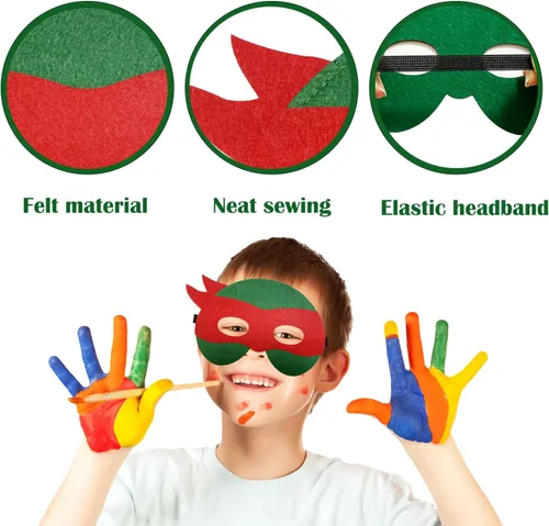 Vista 2 de Paquete de 32 máscaras de tortugas para niños, juegos temáticos de tortugas, suministros de fiesta de cumpleaños, decoración de fiesta, regalo