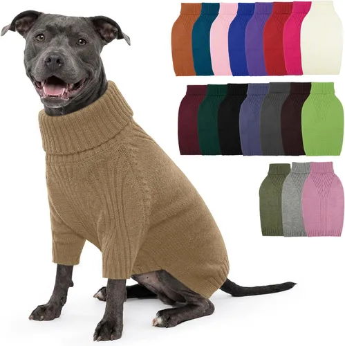 Vista 73 de IECOii Suéter de perro salchicha de cuello alto para perros pequeños, medianos y hembras, elástico y transpirable, abrigo de punto cálido, para Negro