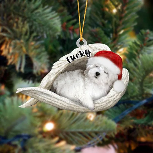 Vista 7 de Ángel durmiente de Afghan Hound para Navidad, adorno personalizado con el nombre del perro, adorno de Navidad personalizado para amantes de perros