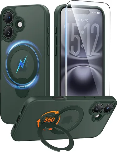 Vista 9 de FNTCASE Funda para Samsung Galaxy Z Flip 8 con soporte magnético giratorio de 360 grados, color negro Compatible con MagSafe, protección completa