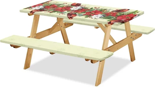 Vista 21 de Funda de mesa de picnic con fundas de banco, resistente al viento, resistente a las manchas, mantel de camping y accesorios de viaje, juego de 3