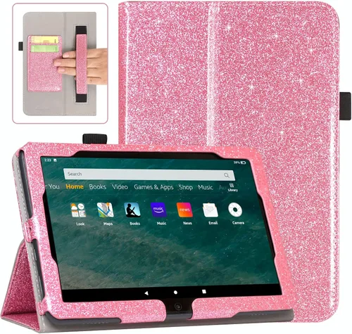 Vista 11 de ACdream Funda para tablet Fire HD 8 y 8 Plus de 10ª generación 2021, funda delgada de piel sintética, con soporte plegable, encendido y apagado