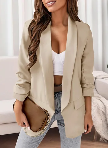 Vista 5 de PRETTYGARDEN Blazer casual para mujer, para otoño, de manga larga, frente abierto, para trabajo y oficina