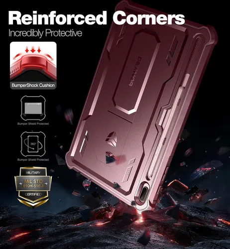 Vista 9 de Dexnor Funda para Samsung Galaxy Tab S7 FE de 12.4 pulgadas (2021), [protector de pantalla y soporte integrados] con soporte para bolígrafo Rojo