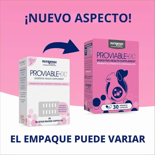 Vista 2 de Nutramax Proviable Probióticos para Perros y Gatos, Suplemento Diario para la Salud Digestiva con Múltiples Cepas de Bacterias, Probióticos