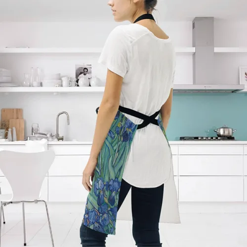 Vista 4 de Hokkien Van Gogh Irises - Delantal de cocina para el hogar para mujeres y hombres con bolsillos, delantal ajustable unisex perfecto para barbacoa