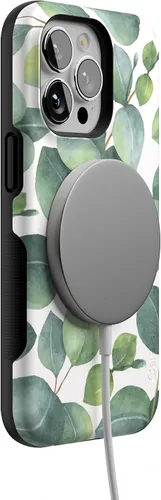 Vista 6 de Casely Funda para iPhone 13 Pro Compatible con MagSafe Leaf Me Alone Funda con estampado floral verde
