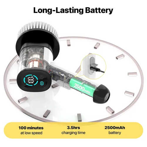 Vista 8 de Limpiador eléctrico giratorio – Limpiador eléctrico para limpieza con 7 cabezales reemplazables – Limpiador de bañera impermeable de cuerpo completo