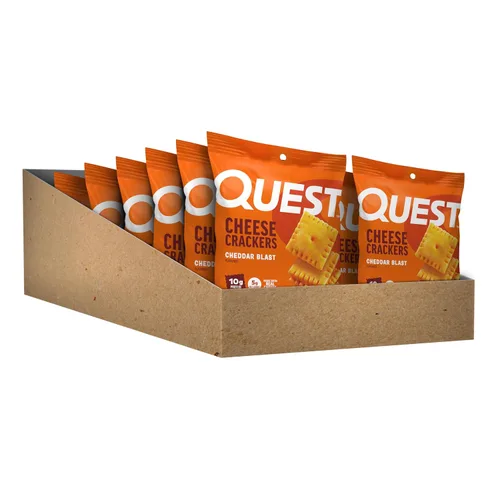 Vista 3 de Galletas de queso Quest Nutrition, explosión de cheddar, 10g de proteína, 5g de carbohidratos netos, 1g de azúcar, hechas con queso real, snack alto