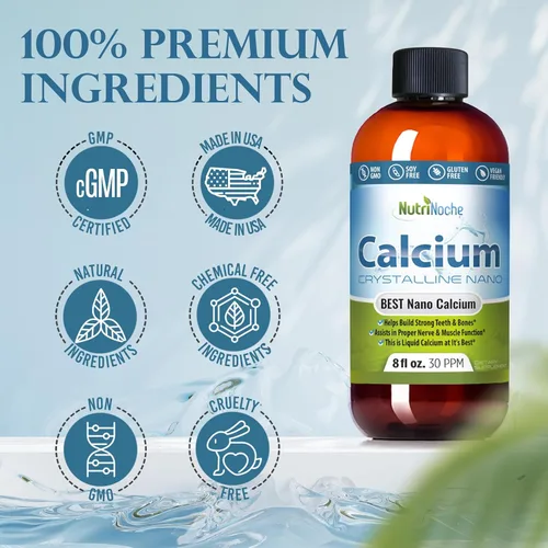 Vista 4 de NutriNoche Suplemento líquido de calcio – 99.99% nano calcio cristalino ultra puro para mujeres, hombres y niños – Alternativa a citrato de calcio