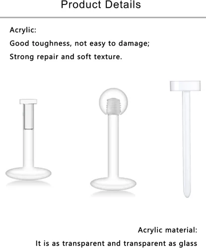 Vista 3 de Lcolyoli Piercing transparente de 0.58 oz para la nariz, piercings transparentes para el trabajo, deportes, cirugía, bioflex, tragus, joyería