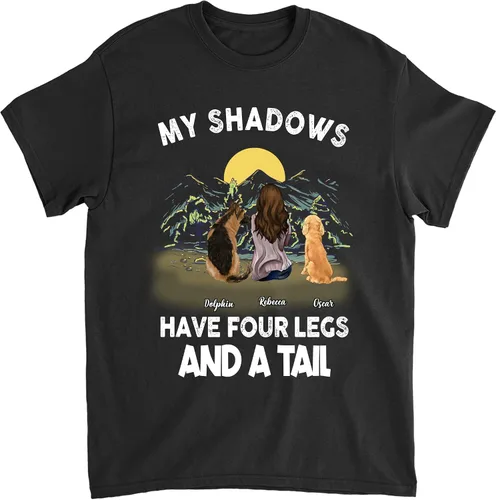 Vista 13 de Gossby Camisa personalizada con texto en inglés «A Girl & Her Dog» para mujeres, amantes de los perros con nombres, 7 tamaños, 5