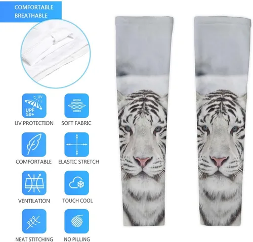 Vista 5 de Mangas de compresión de seda de hielo transpirables para hombres y mujeres, mangas de compresión de seda de hielo con protección solar UV