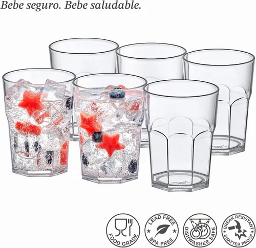 Vista 3 de Amazing Abby - Affinity - Vasos de plástico de 14 onzas (juego de 6), vasos de plástico reutilizables, apilables, sin BPA, inastillables, aptos