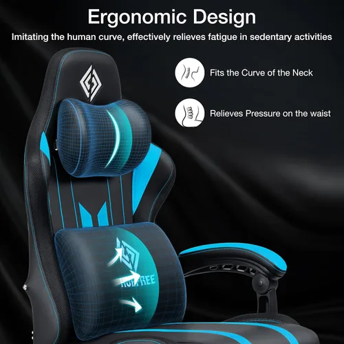 Vista 6 de HOFFREE Silla Gaming con Luces LED RGB de Ritmo Musical y Altavoces Bluetooth Silla Ergonómica de Gaming para Computadora con Masaje y Reposapiés