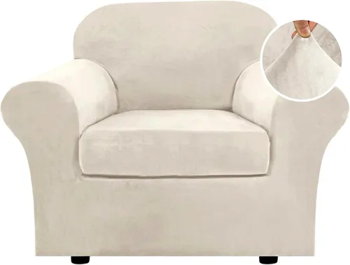 Vista 61 de H.VERSAILTEX - Funda elástica para sofá de 2 piezas, funda protectora de terciopelo, suave, con parte inferior elástica, con un ancho de hasta 49