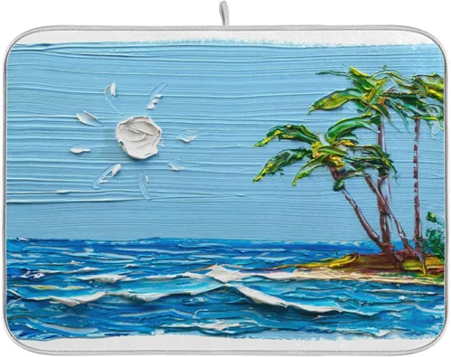 Vista 18 de Tapete de secado de platos de flores de fondo negro para encimera de cocina de 18 x 24 pulgadas, tapete de microfibra absorbente, tapete de secado