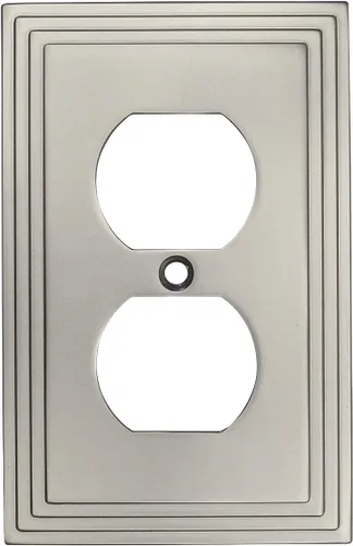 Vista 2 de Cosmas 25026-SN - Placa de pared de toma de corriente eléctrica dúplex de níquel satinado (paquete de 2)