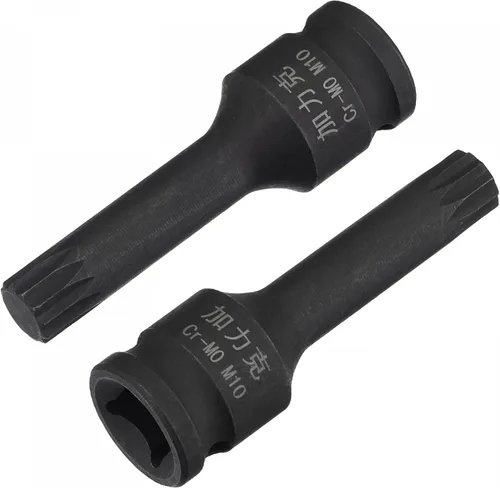 Vista 9 de uxcell M7 Impact Spline Bit Socket, 3/8" Square Drive 2.362 in Longitud CR-MO Tamaños métricos 2 Pcs