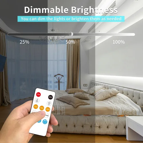 Vista 5 de Tiras de Luces LED COB 32.8 pies, 6000K DC 24V Regulables Blancas Flexibles Luces de Cuerda LED para Dormitorio, con Control Remoto y de Aplicación