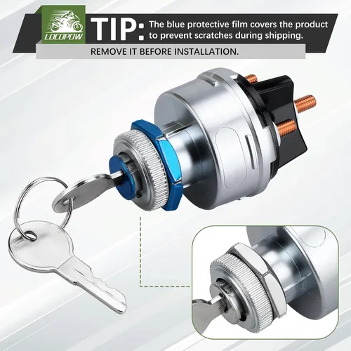 Vista 7 de LOCOPOW Interruptor de llave de encendido, interruptor de encendido universal de 4 posiciones, 12 V, apto para automóvil, carretilla elevadora