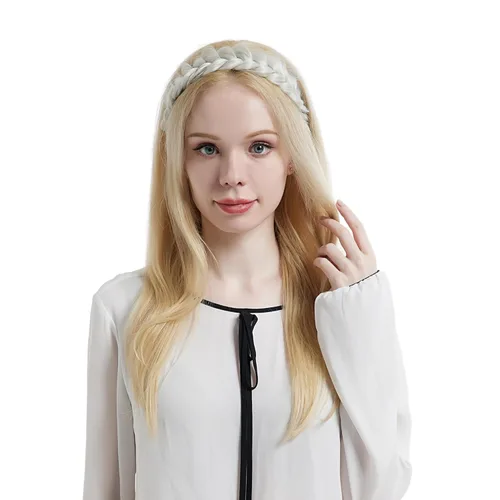 Vista 7 de Diadema Trenzada de 2 Hebras Despeinada Clásica Gruesa Trenzas Anchas Elástica Extensible de Calidad Sintética Diadema Trenzada para Mujeres Niñas