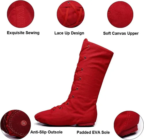 Vista 2 de MSMAX Botas de baile para adultos, zapatillas de ballet de jazz