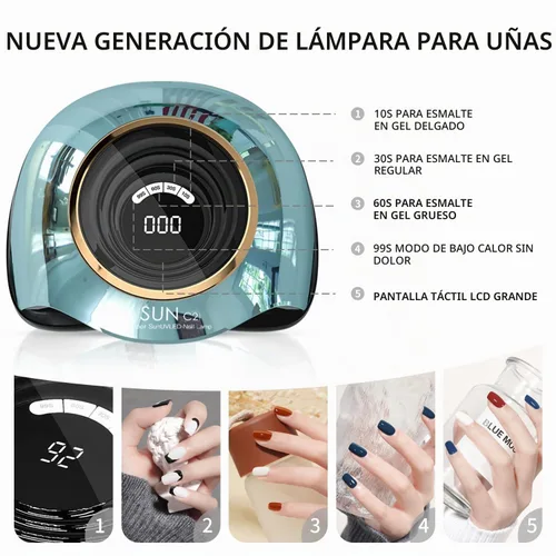 Vista 5 de Luz UV para Uñas 288W Lámpara de Uñas con 63 cuentas LED para esmalte de gel con pantalla LCD, sensor automático y 4 ajustes de temporizador