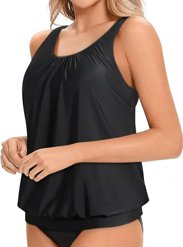 Vista 3 de Yonique Blusa tipo tankini para mujer, sin parte inferior, ajuste holgado, camiseta sin mangas