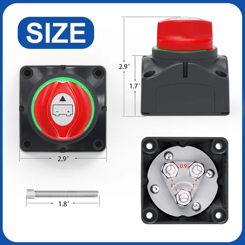 Vista 2 de Joinfworld Interruptor de desconexión de batería 1-2-Ambos-Apagado de 12V-48V, impermeable, interruptor de apagado de batería doble, interruptor