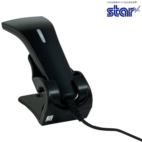 Vista 2 de Star Micronics mPOP - Escáner de código de barras USB 1D portátil con soporte, color negro