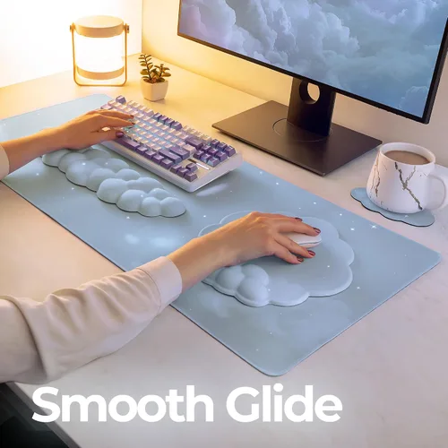Vista 8 de Juego de Reposamuñecas para Teclado y Mouse de Calidad Premium en Forma de Nube – Accesorios de Escritorio Ergonómicos de Espuma Viscoelástica