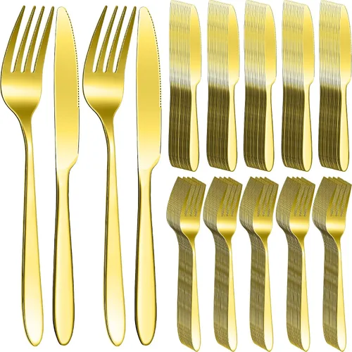 Vista 7 de Nuenen El juego de 150 piezas de acero inoxidable incluye 75 tenedores de cena y 75 cuchillos, cuchillos de metal para carne, tenedores, cubiertos