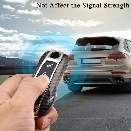 Vista 5 de SANRILY Funda de Reemplazo para Llavero de Fibra de Carbono Textura para Porsche Cayenne 911 Taycan Panamera 2020, Entrada sin Llave, Llavero Remoto