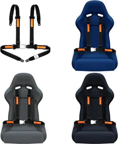 Vista 7 de Yakitoko Juego de arnés de seguridad universal de 4 puntos de 2 pulgadas para Go Kart, UTV, ATV, Racing Negro