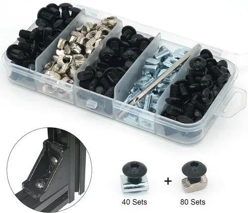Vista 5 de Kit de 240 tornillos de tuercas en T M5 para extrusión de aluminio de la serie 2020, kit de tuercas de tornillo de ranura de 0.236 in, 120 tornillos