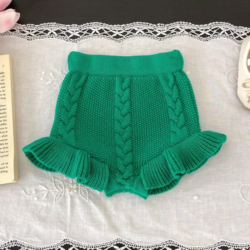 Vista 2 de Ashmyova Pantalones cortos de punto con volantes para bebés y niñas