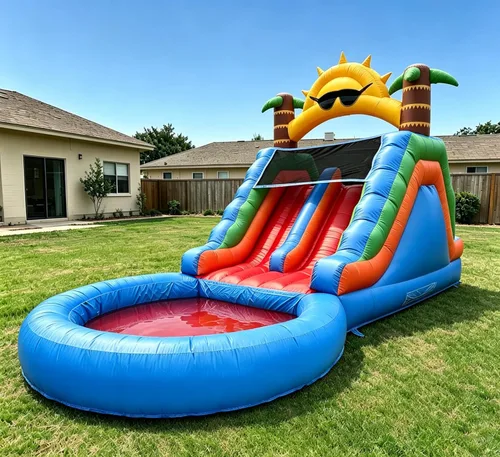 Vista 13 de Tobogán acuático inflable de grado comercial de 24 pies (L) para adultos y niños (toboganes dobles), toboganes acuáticos de PVC resistente