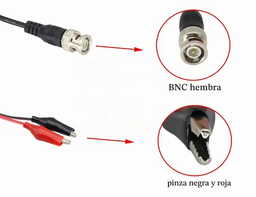 Vista 3 de Cable de prueba BNC a cocodrilo de 75 ohmios, clip de cocodrilo doble BNC, coaxial BNC macho Q9 a 2, clip de prueba de cocodrilo Leadfor
