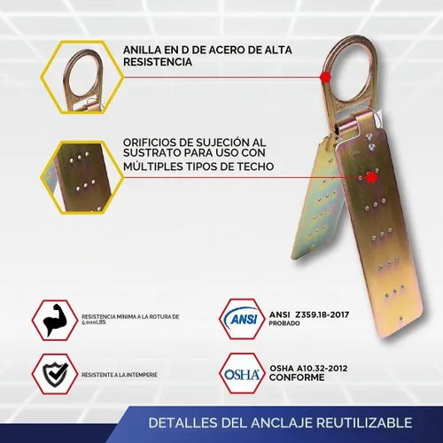 Vista 5 de ATERET V5501 - Cubo para techos I Conjunto vertical de línea de vida de 50 pies, anclaje reutilizable, cubo de 5 galones, kit de arnés de seguridad