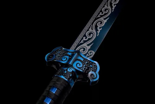 Vista 6 de Espada china de acero de alto carbono SJ SHI JIAN dinastía Tang Dao hoja recta con patrón de dragón funda