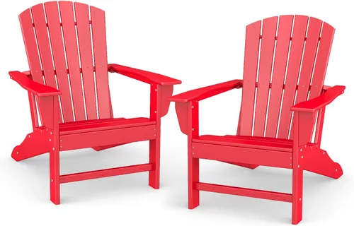 Vista 9 de BRIOPAWS - Set de 2 sillas Adirondack Silla para hoguera Tamaño grande Plástico HDPE Resistente a la intemperie para terraza, piscina al