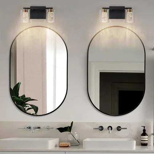 Vista 5 de SineRise - Lámpara de tocador de 2 luces, negra y dorada, con 3 modos de color (3000K/4000K/6000K), lámpara de baño LED con protección ocular