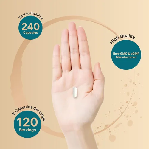 Vista 5 de NatureBell - Suplemento de glicinato de magnesio 1000 mg, 500 mg por cápsula, 240 píldoras, 100 % quelado y purificado, sin OGM y sin gluten
