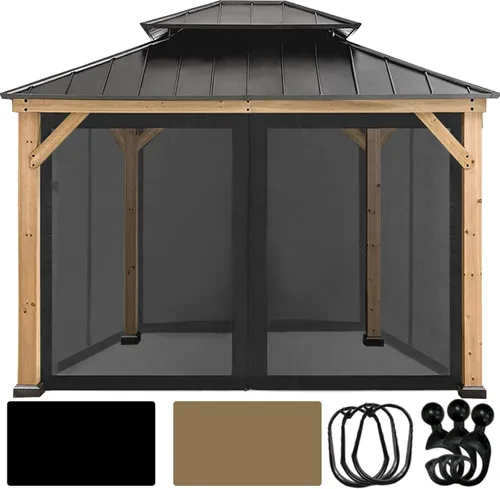 Vista 17 de Coastshade Panel de toldo de pérgola de repuesto para pérgola de 8 pies, paneles de privacidad para cenadores con 10 anillos de cortina y ganchos