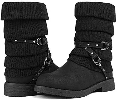 Vista 2 de DREAM PAIRS - Botas para nieve de media caña para mujer