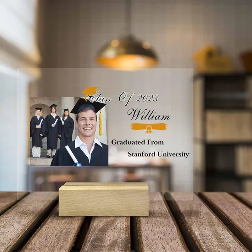 Vista 5 de InterestPrint Placa acrílica de graduación personalizada para la clase de 2023, marcos de fotos acrílicos de graduación, letrero acrílico