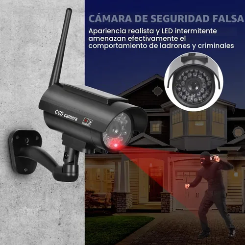Vista 3 de BNT Cámara de seguridad falsa alimentada por energía solar, cámara de seguridad simulada con sistema de vigilancia simulada con sensor de luz