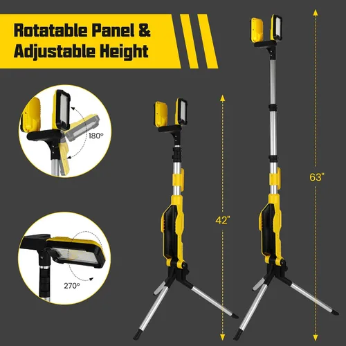 Vista 4 de Luz de trabajo LED inalámbrica recargable con soporte de 8000 lúmenes, portátil, portátil, iluminación para el lugar de trabajo, luz de trabajo LED