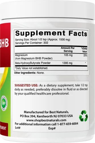 Vista 6 de Best Naturals Magnesio BHB Polvo 1 Lb